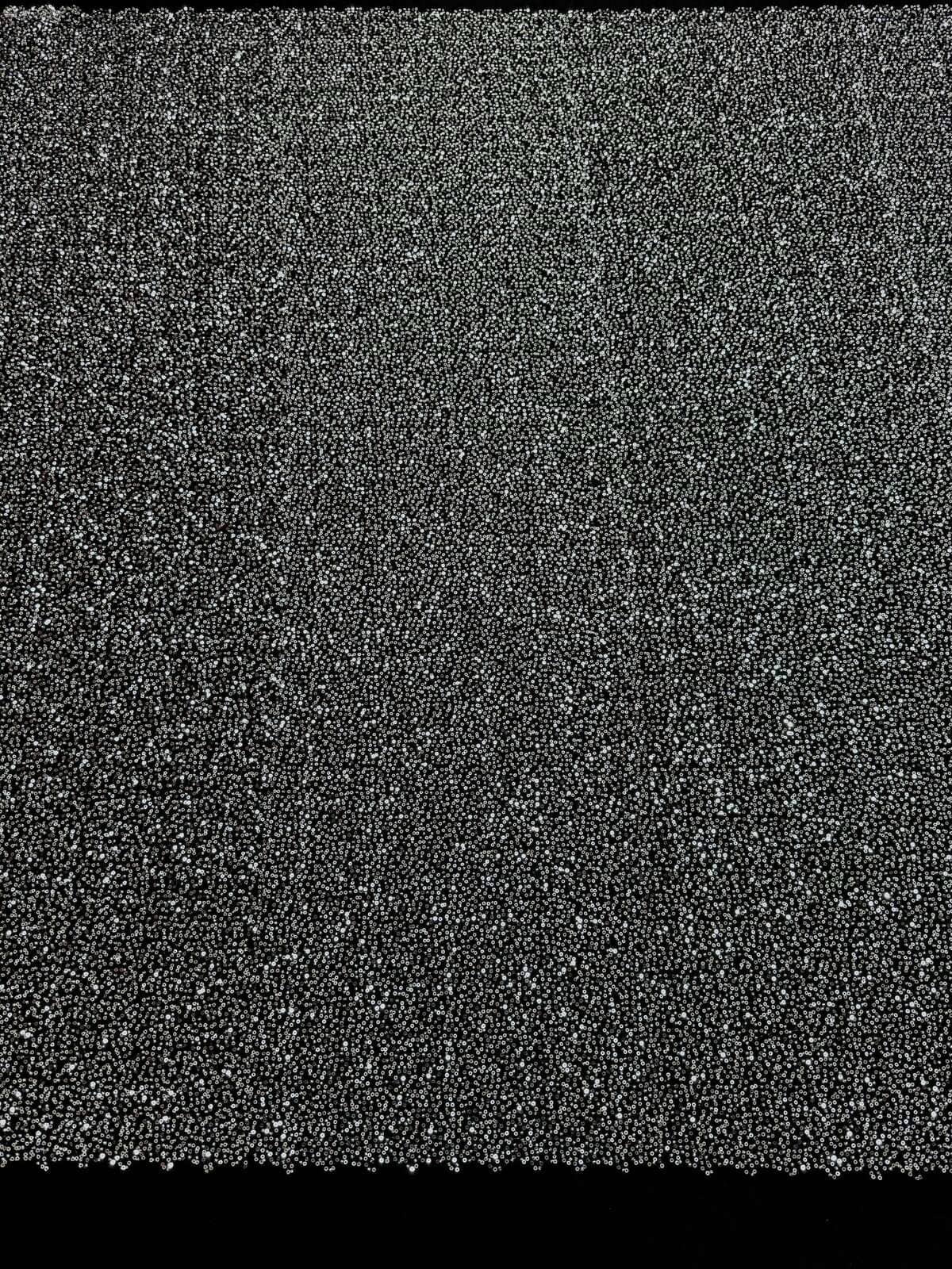 Silver couture lace hand-beaded on black tulle